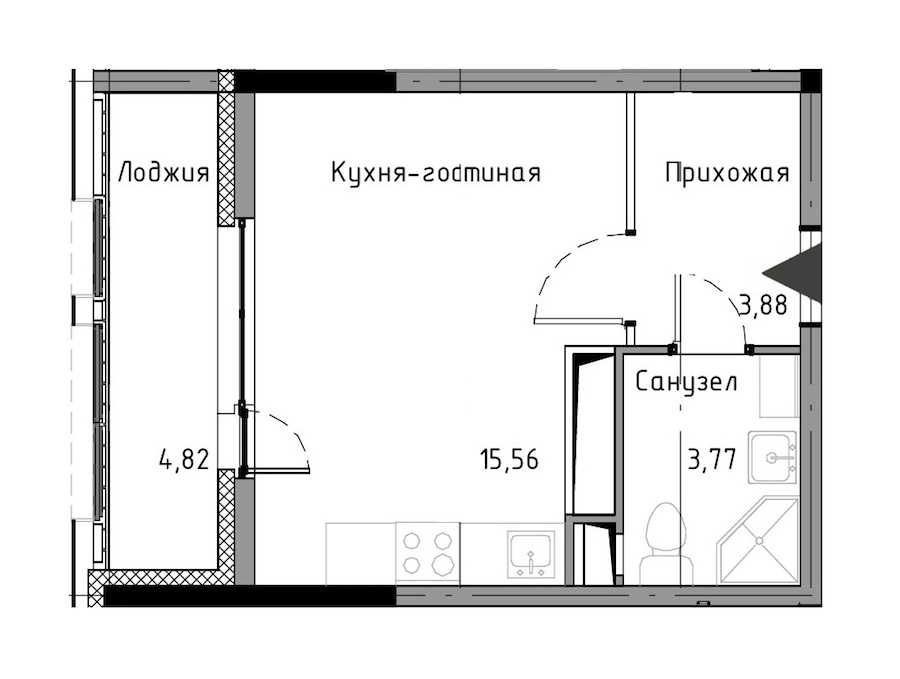 Студия в : площадь 25.62 м2 , этаж: 11 – купить в Санкт-Петербурге